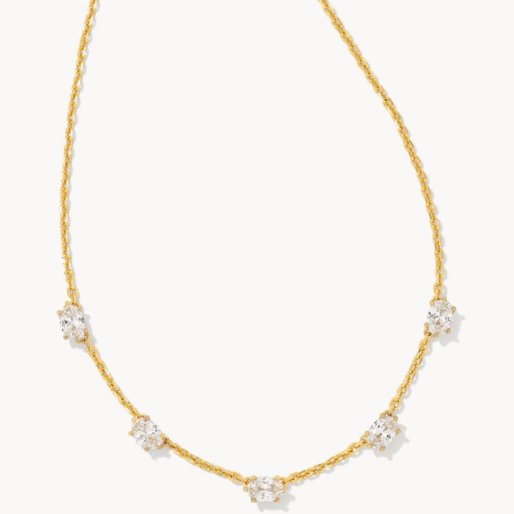 Cailin Gold Crystal Strand Necklace in White Crystal Kendra Scott